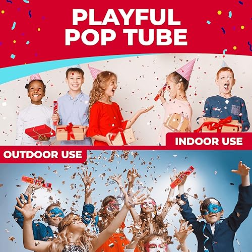 Miniatura 6 de Toysery Paquete de 12 cañones de confeti, multicolor comprimido de 12 pulgadas, para cumpleaños, bodas, fiestas en interiores o exteriores,