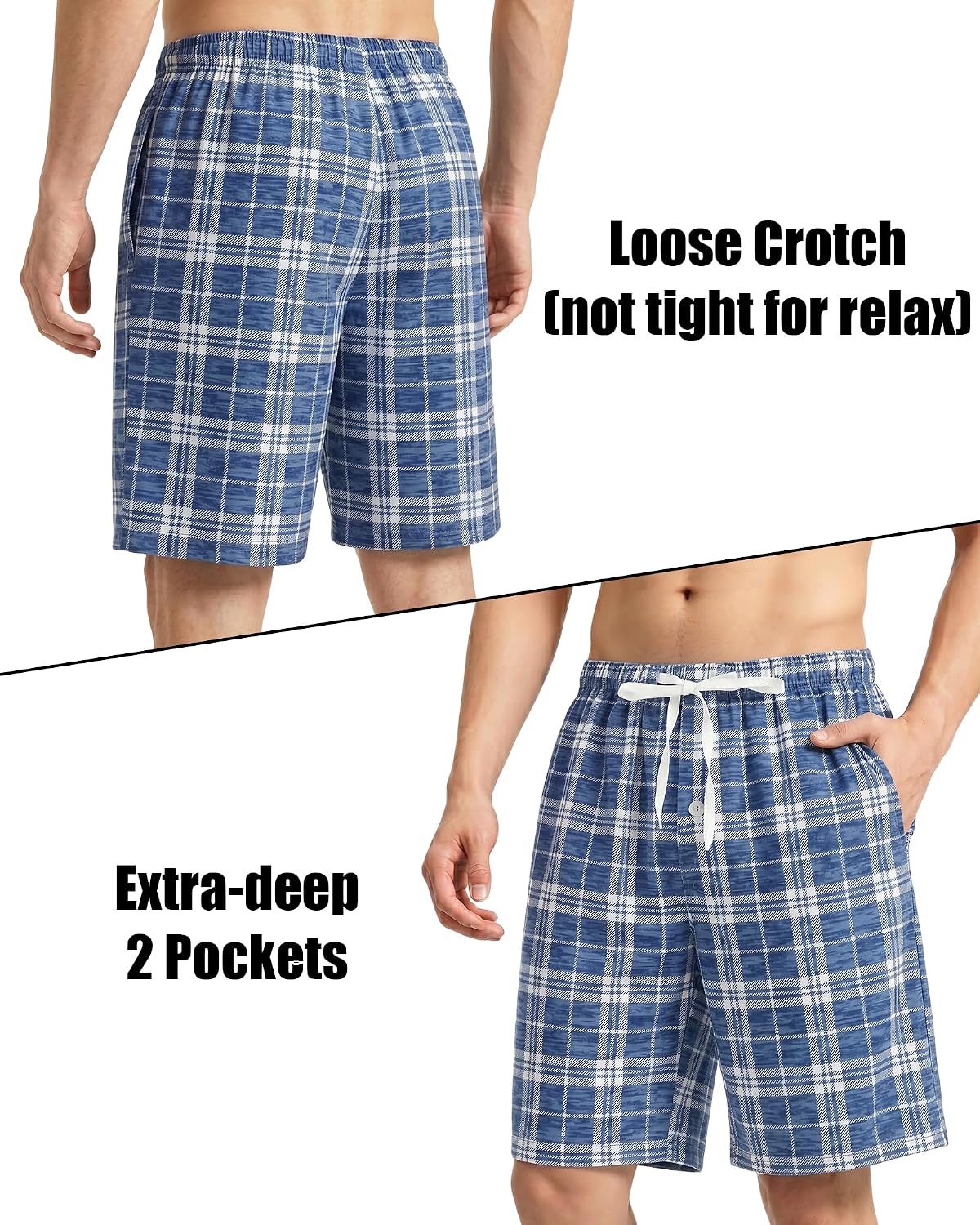 MyFav Men's Plaid Pajama Shorts 3-Pack Sleepwear Shorts with Pockets Lounge Summer Comfy Pj Bottom