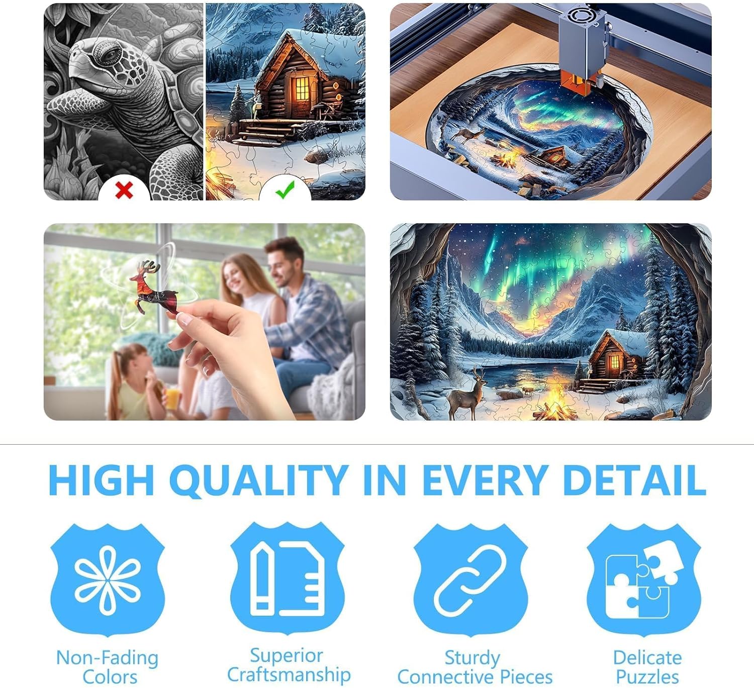 Wooden Puzzles for Adults - Aurora World Wooden Puzzle, Unique Shape Wood Jigsaw Puzzle for Adults, Wood Puzzles Adult, Gifts for Friends and Family, Wall Art Home Decor (100pcs 8.5 * 8.5in S)