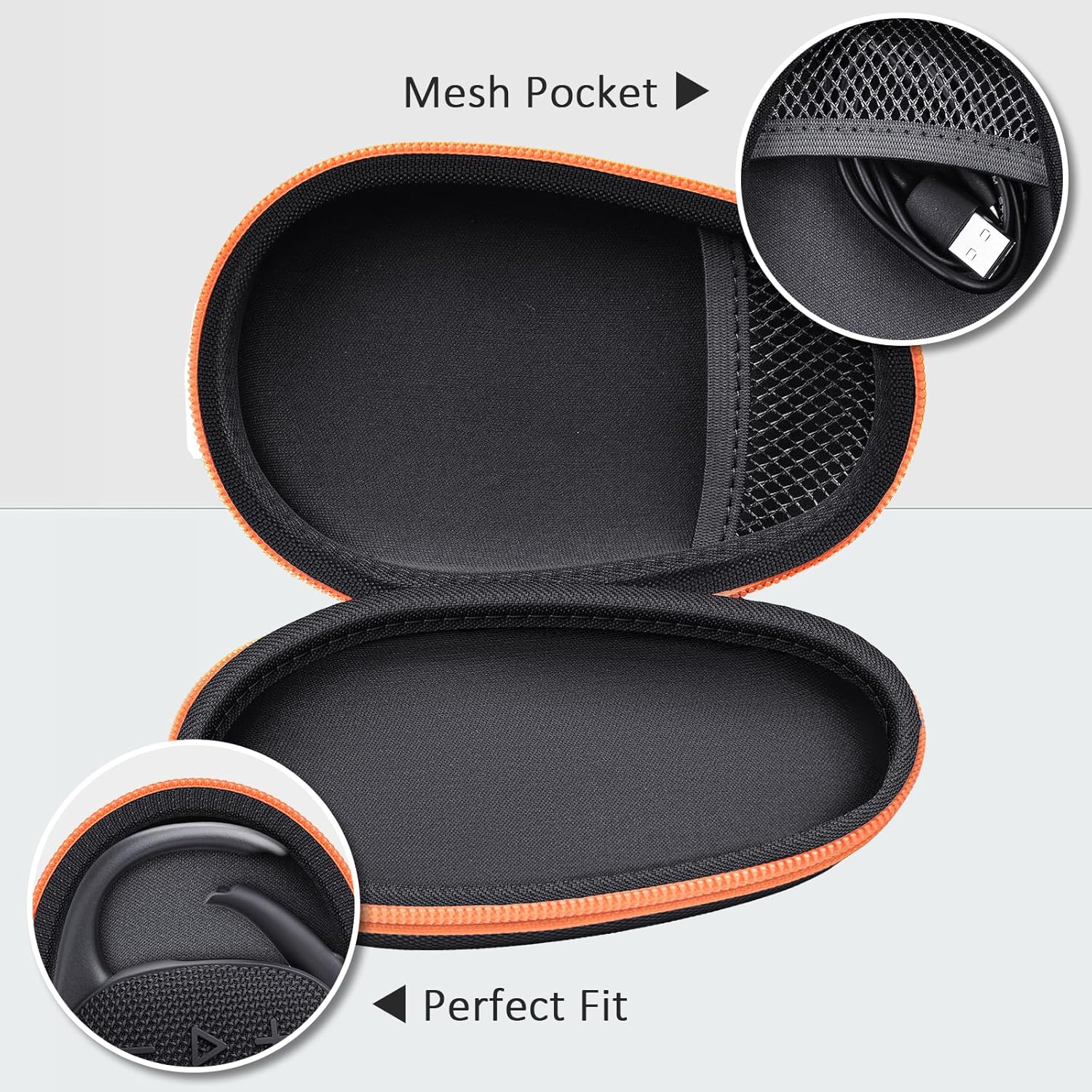 Protective Case Cover Bag for JBL Clip 5/4 Bluetooth Speaker, Portable Speakers Carrying Storage Organizer with Carabiner for Charger & Cable (Black) - Image 4