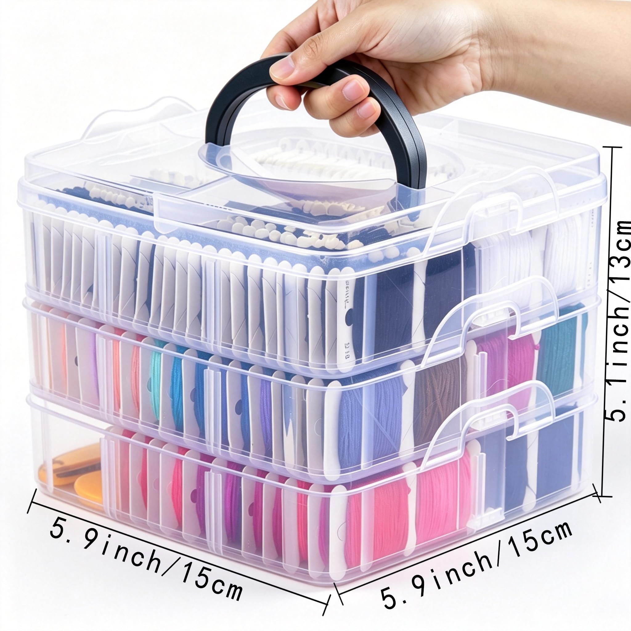 Peirich Stickgarn-Set, enthält Sticktwist in 158 Farben mit 3-stöckigen Organizer Aufbewahrungsbox mit Sticksets für Freundschaftsarmbänder, Kreuzstich Big Box