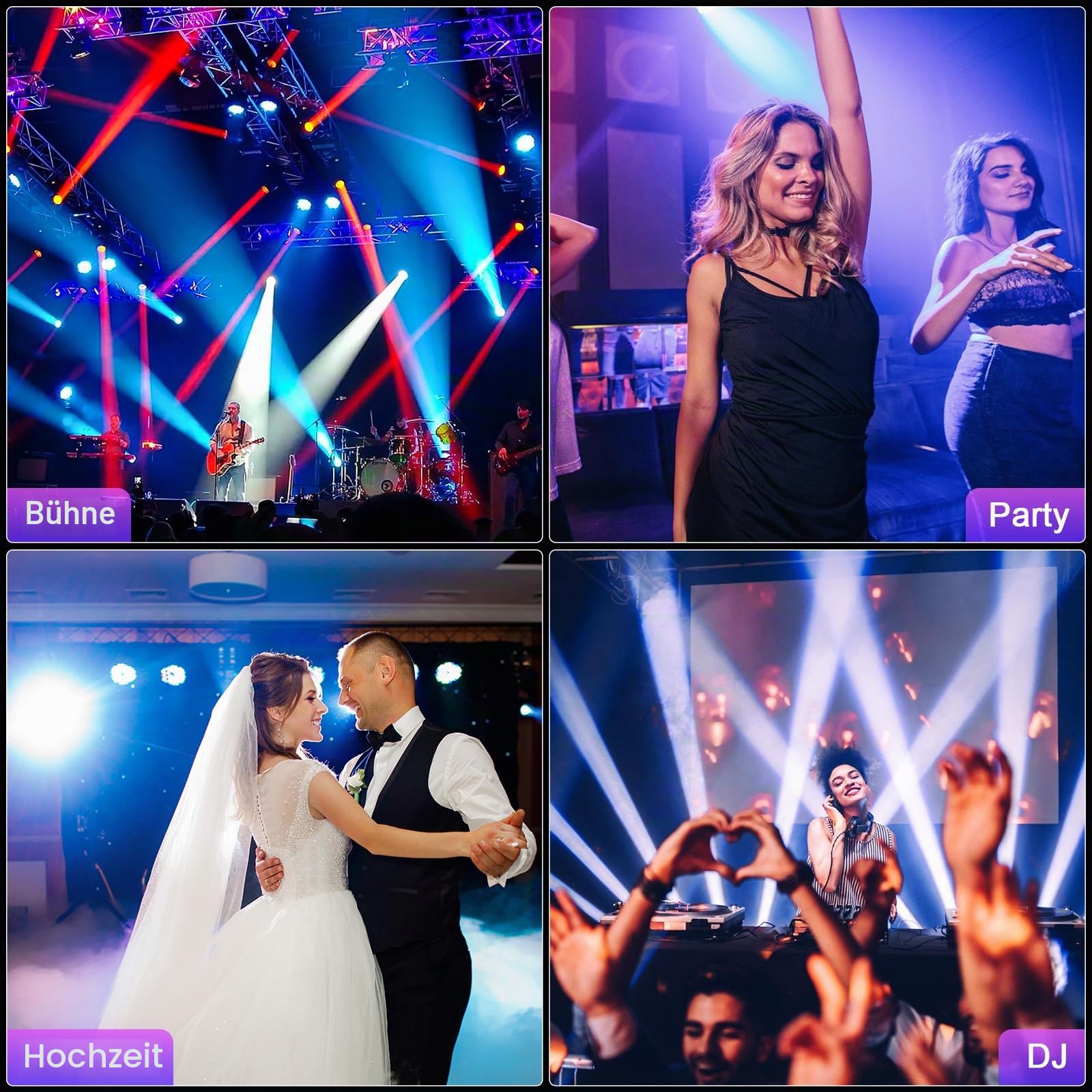2er Pack 150W Moving Head LED Bühnenleuchten 3 Prisma Bee-Eyes 8 Gobos dmx512 DJ Disco Lichter mit Strobe Funktion für Show KTV Club Party Hochzeit