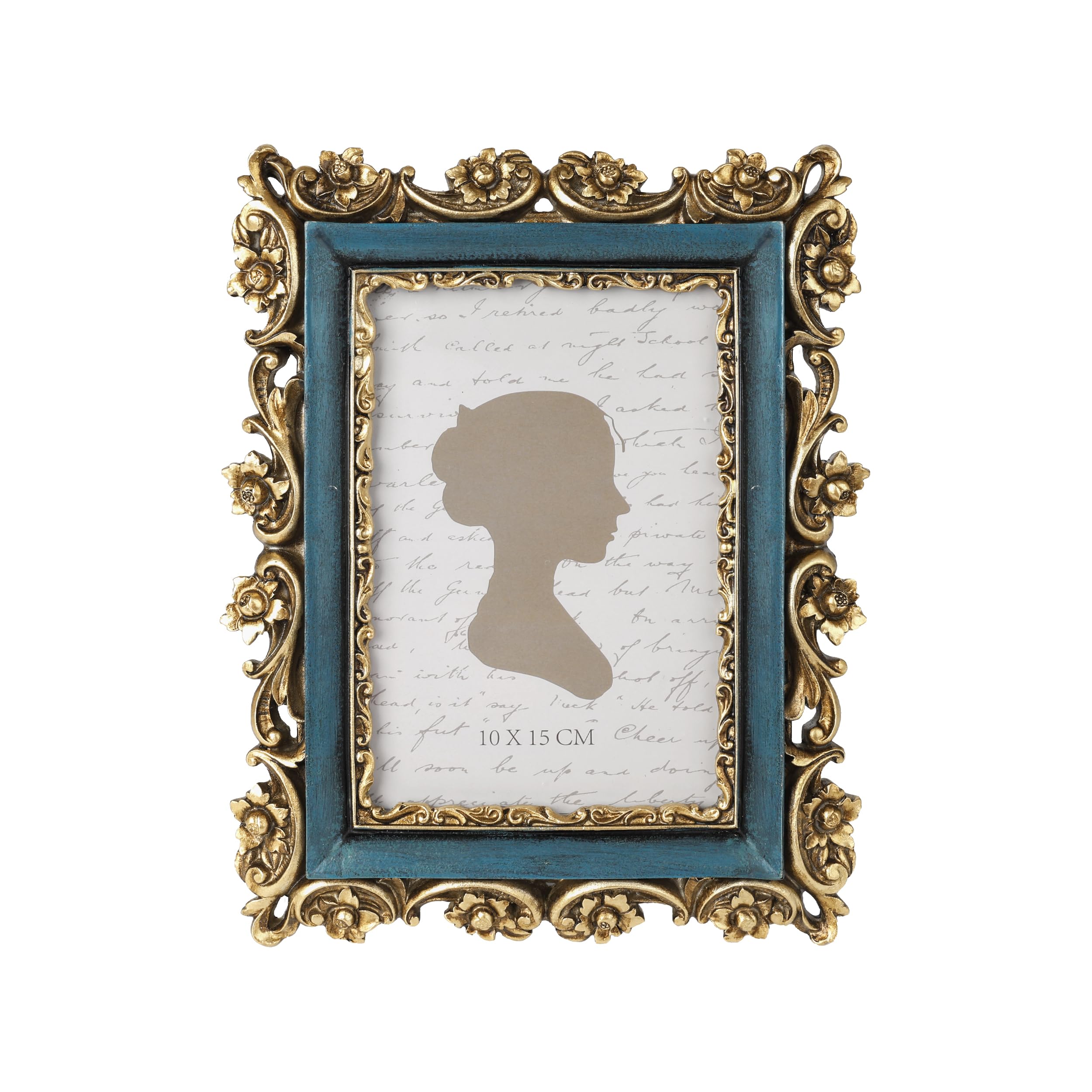 Cadre photo vintage 10,2 x 15,2 cm cadre photo antique de luxe or bleu