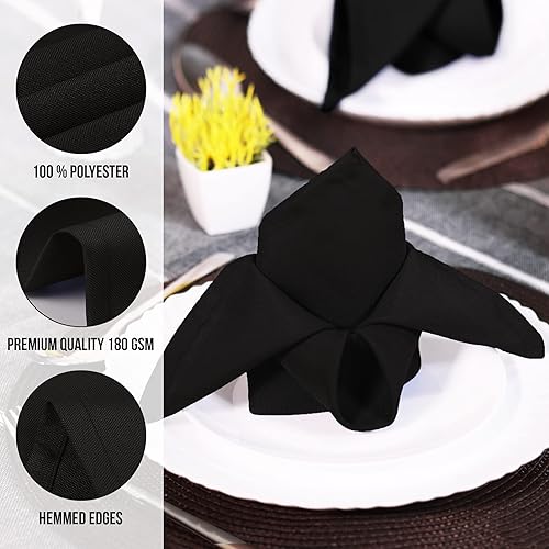 Miniatura 7 de Utopia Home Servilletas de tela negra (paquete de 12, 20 x 20 pulgadas), servilletas de cena ideales para fiestas, bodas y almuerzoscenas