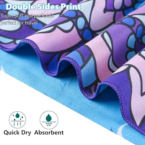 Miniatura 7 de Toalla de playa fina de microfibra, ligera, de gran tamaño, 63 x 32 pulgadas, extra grande, sin arena, secado rápido, para viajes, piscina, camping,