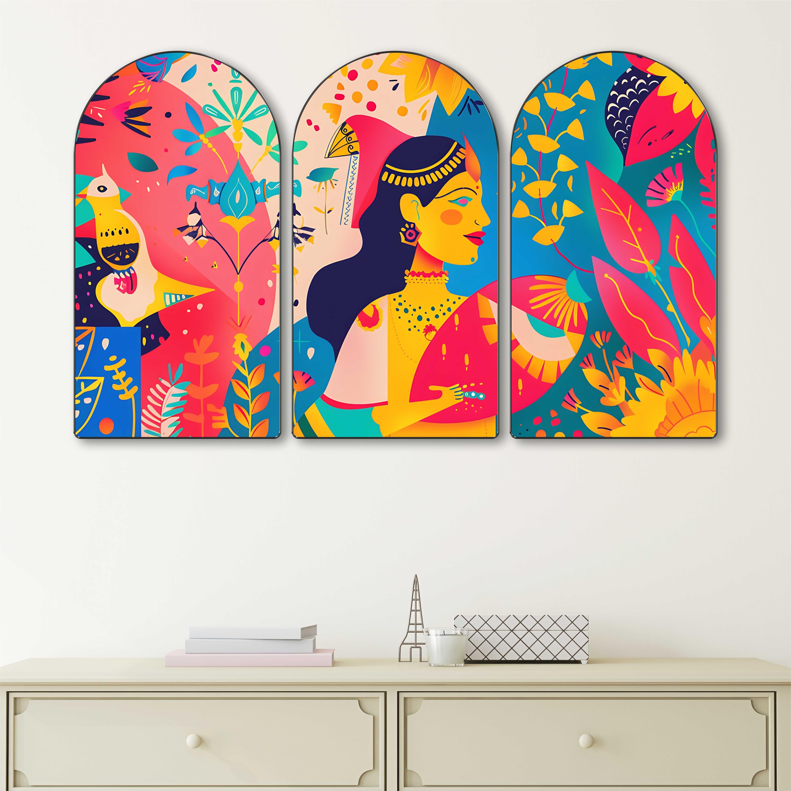 Livin'luxe Golden Tree Arch Shape 3 Panel Wall Painting Set -20 Livin'luxe Golden Tree Arch Shape 3 Panel Wall Painting Set -20