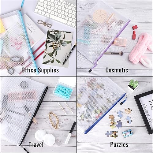 Miniatura 5 de EOOUT 32 piezas, Bolsas de malla con cremallera, Bolsas de malla con cierre, Bolsa con cremallera para organizar, Tamaño carta, Tamaño A4, para
