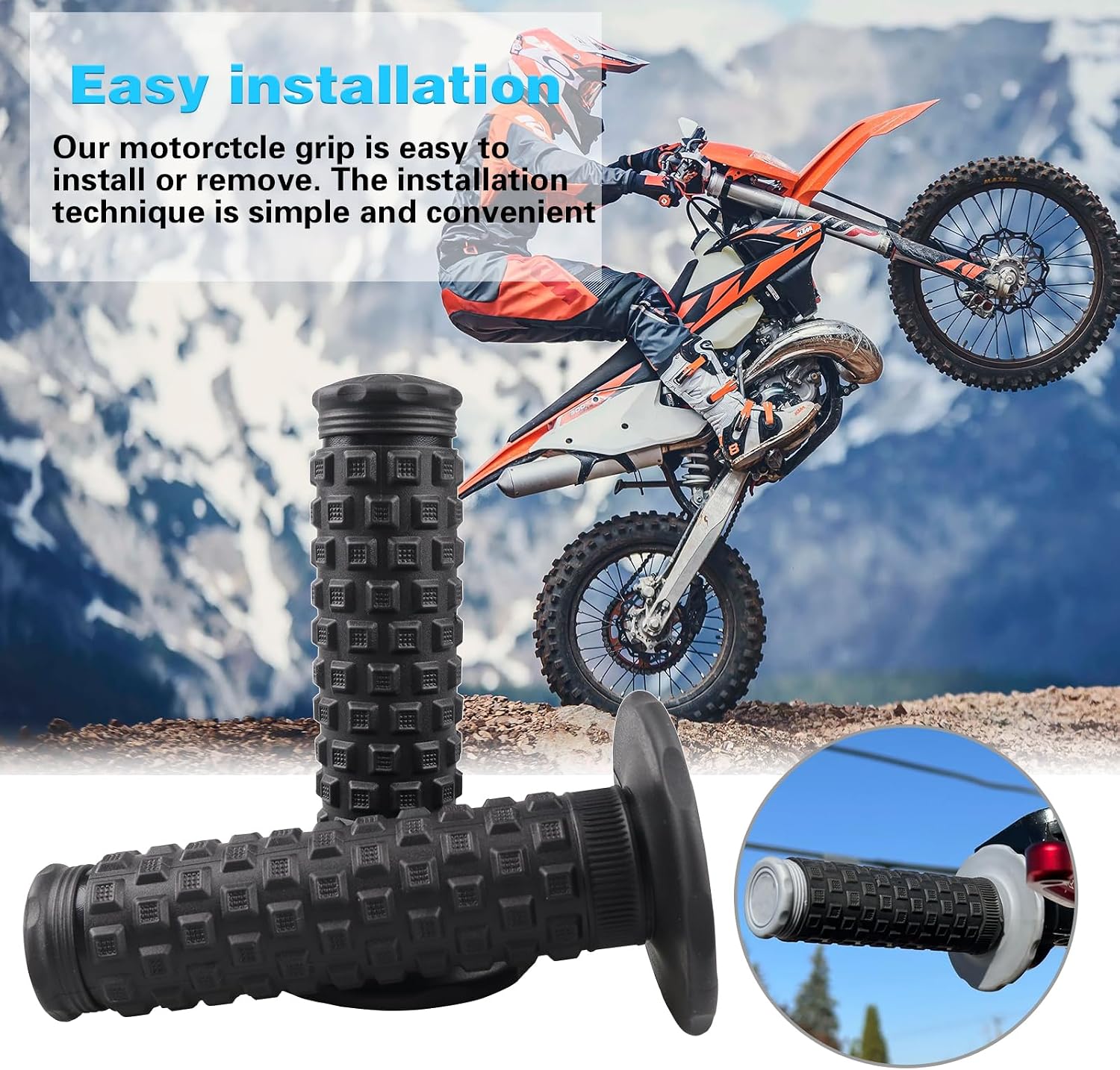 7/8" Dirt Bike Grip Rubber Anti-Slip Universal Motorcycle Grips Handlebar Racing Grip for Motocross Mini Bike Surron Light Bee x Grips KLX110 YZ450F XR50 CRF80 Motocross Grips