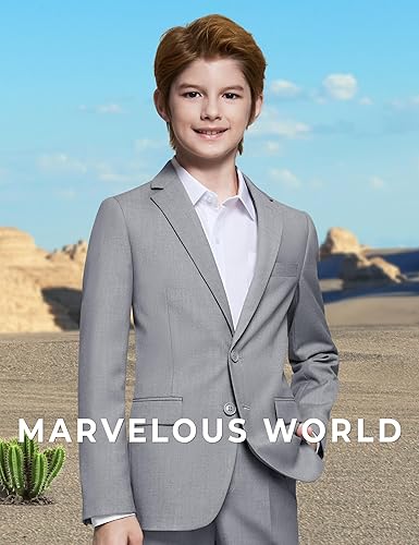 Miniatura 3 de Marvelous World - Conjunto de traje formal de corte entallado para niños, cintura ajustable