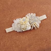 Vista 3 de Nishine Diadema elástica para bautizo y niñas pequeñas (niños, color blanco/marfil)