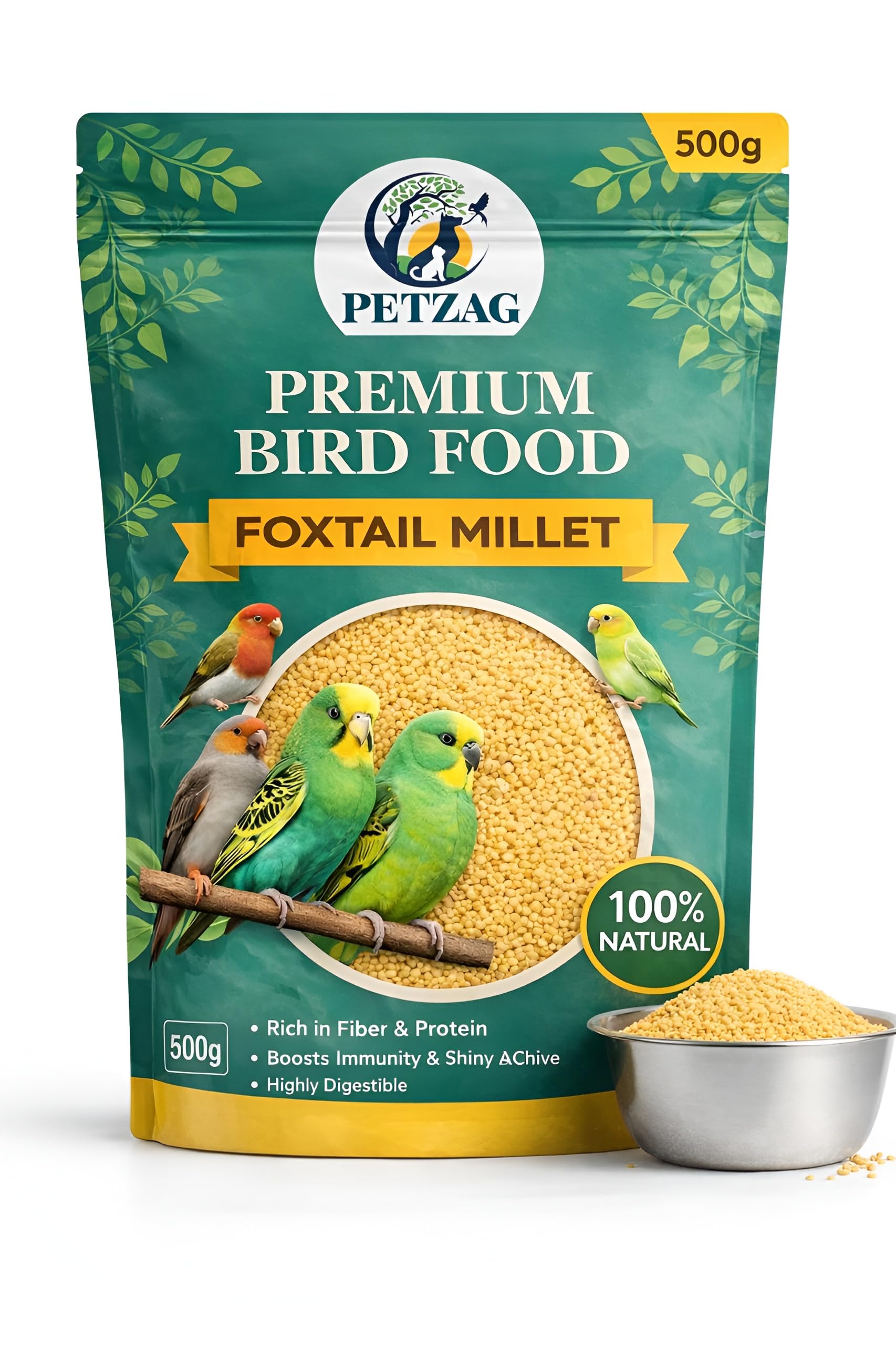 Foxtail Millet (Kangni) Bird Food 500g | Triple-Cleaned Seeds for Canary, Finches, Waxbills, Budgies, Lovebirds, Cockatiels, Parrots & Parakeets | All Life Stages-image-19