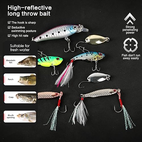 Miniatura 3 de Juego de caña de pescar plegable, 6.9 ft6.89 pies con 2 carretes giratorios, 2 juegos de señuelos, línea de 328.1 ft, bolsa de transporte - agua