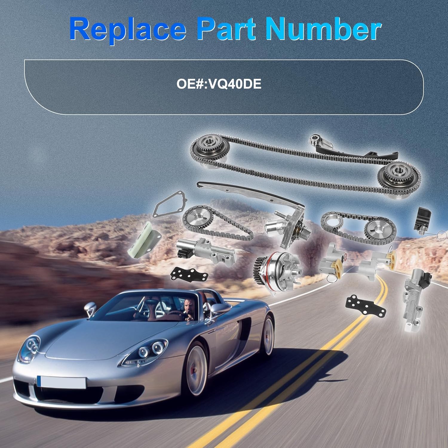 VQ40DE Engine Timing Chain Water Pump Kit/VVT Sprockets Fits for Nissan Frontier 05-15/ NV1500 NV2500 NV3500 12-15/ Pathfinder 06-12/ Xterra 05-13 4.0L V6 DOHC OE VQ40DE Engine