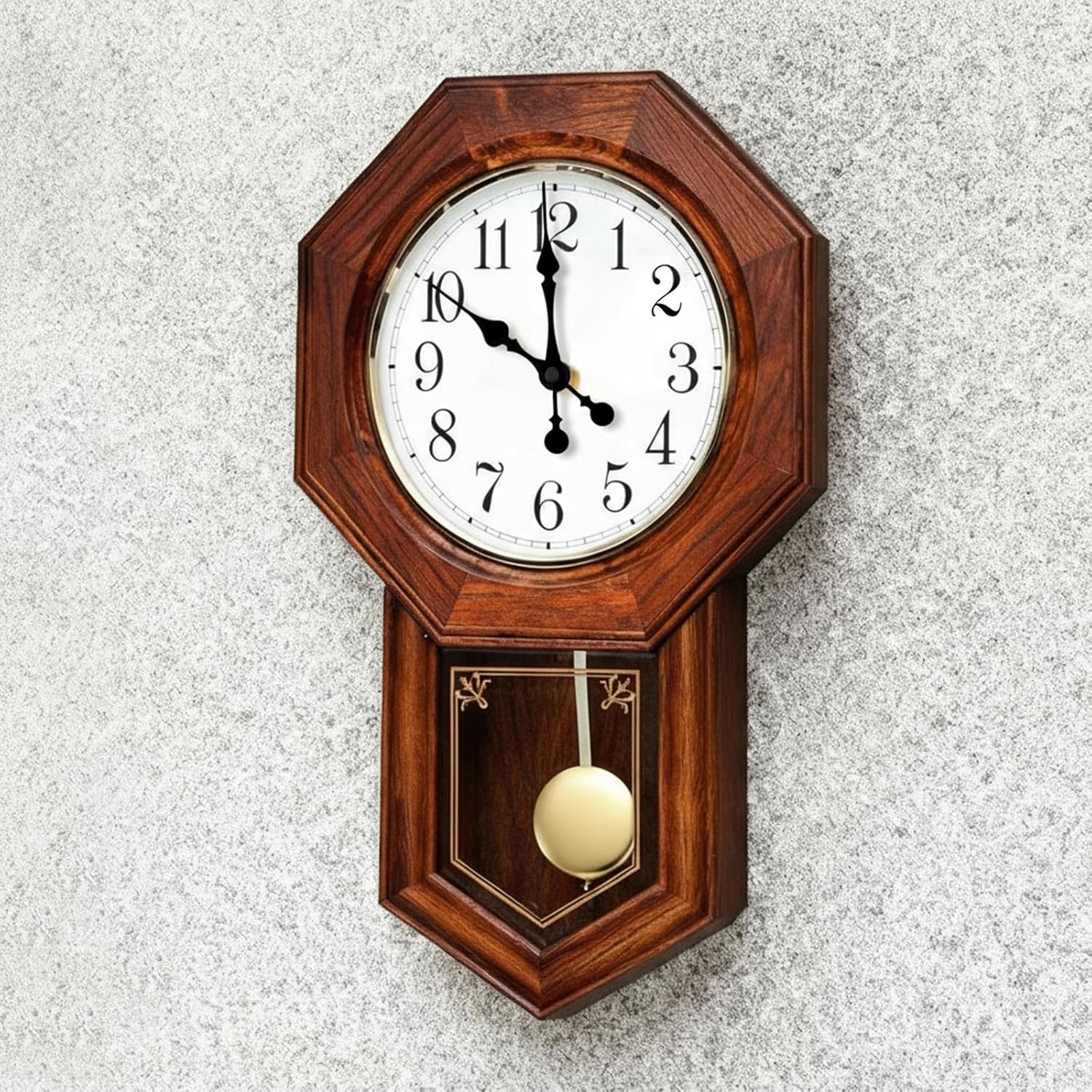 Quartz Pendulum Clock Movement Replacement Kit, 15mm(19/23 Inch) Thread Length 23mm(29/32 Inch) Shaft Length Clock Mechanism with 1 Pair 5.9 inch Hands Applicable Panel Diameter 12-14 inch