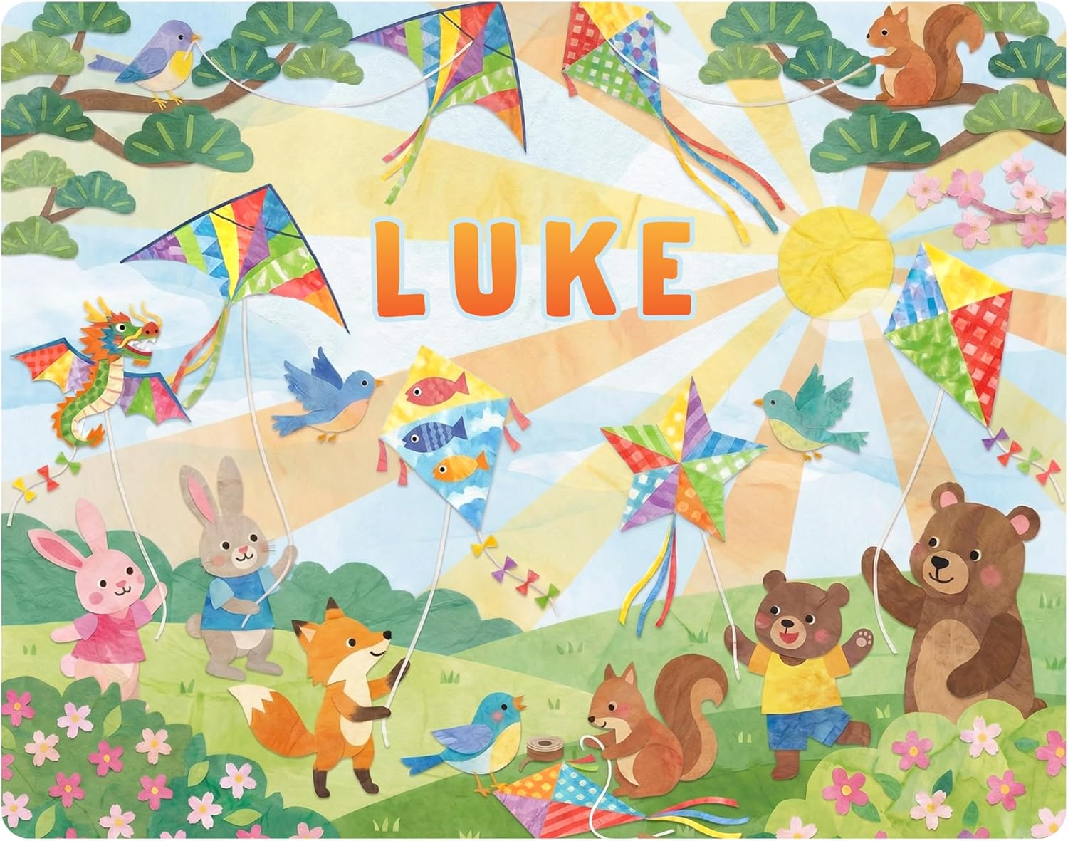 Personalized Puzzle, Spring Flying Kites | 30 Piece, Custom Jigsaw Puzzle for Kids (Horizontal/Landscape) | 14" x 11" | I See Me!