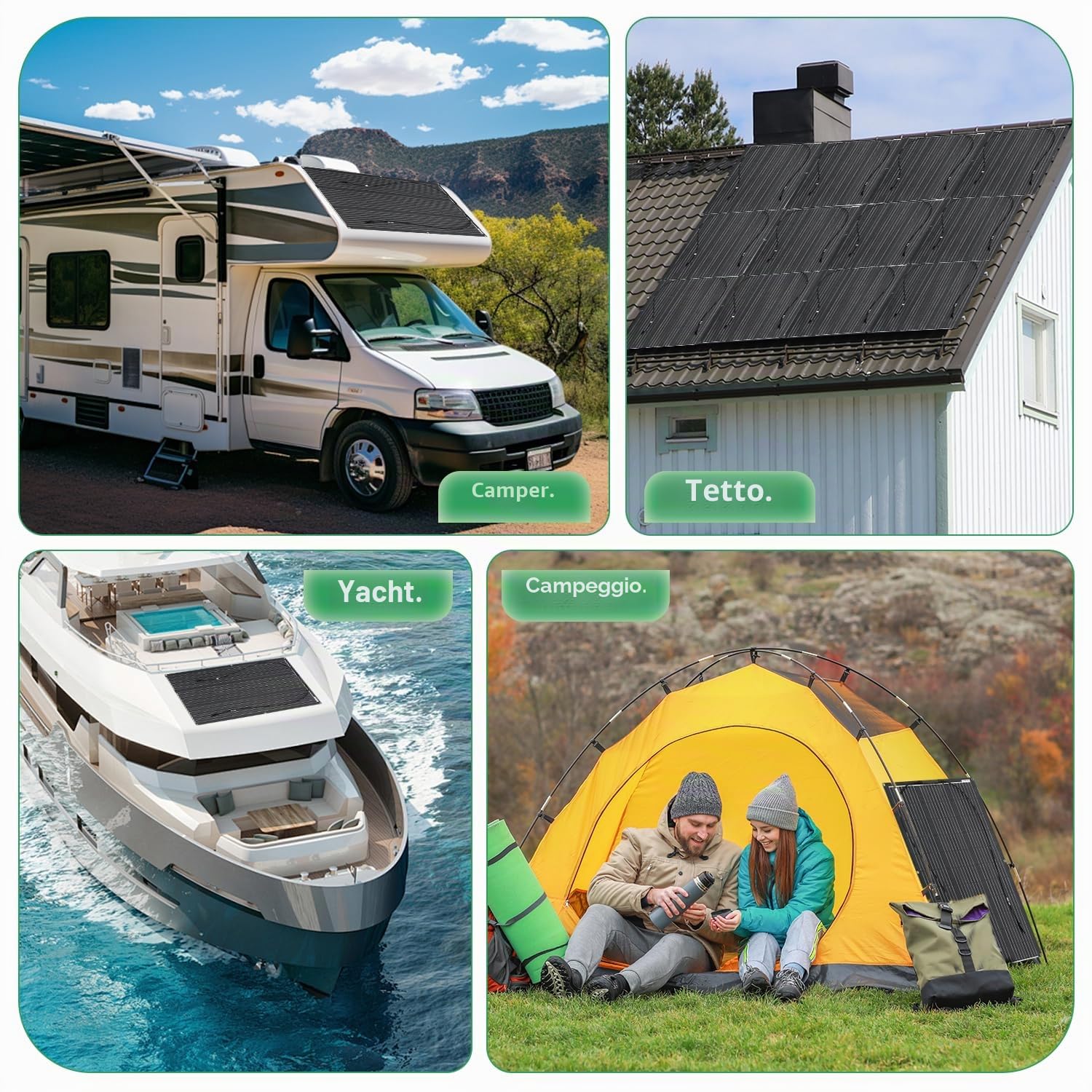 Pannello solare flessibile da 100 W Monocrystalline Solar Cell leggero facile da installare adatto per ships, yacht, camper, forests e roofs. (1)