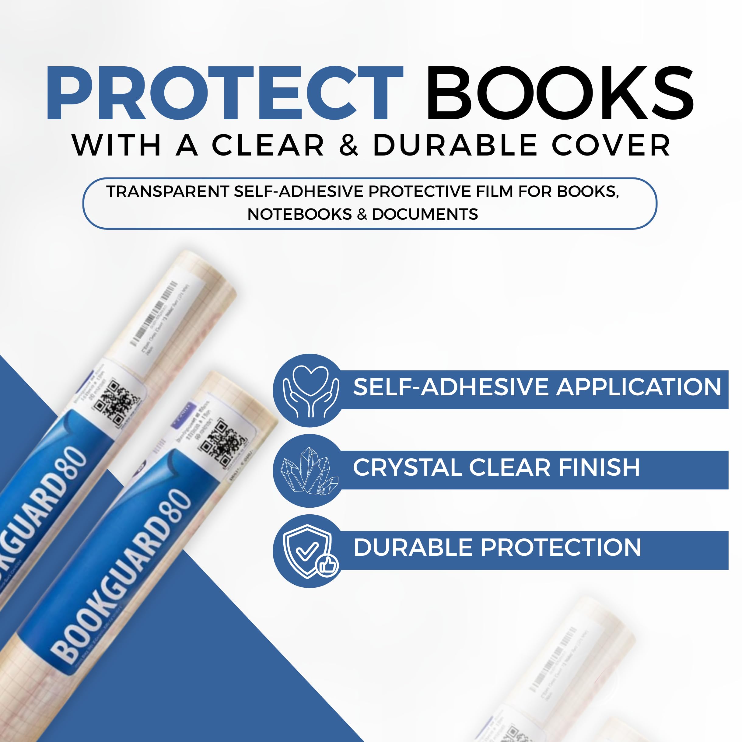 CIVOM Transparent Self Adhesive Book Cover Lamination Sticky Roll (5m x 375mm) | Book Wrapper | Clear Protective Film for Notes, Certificates & Documents Books, Notebooks, Textbooks