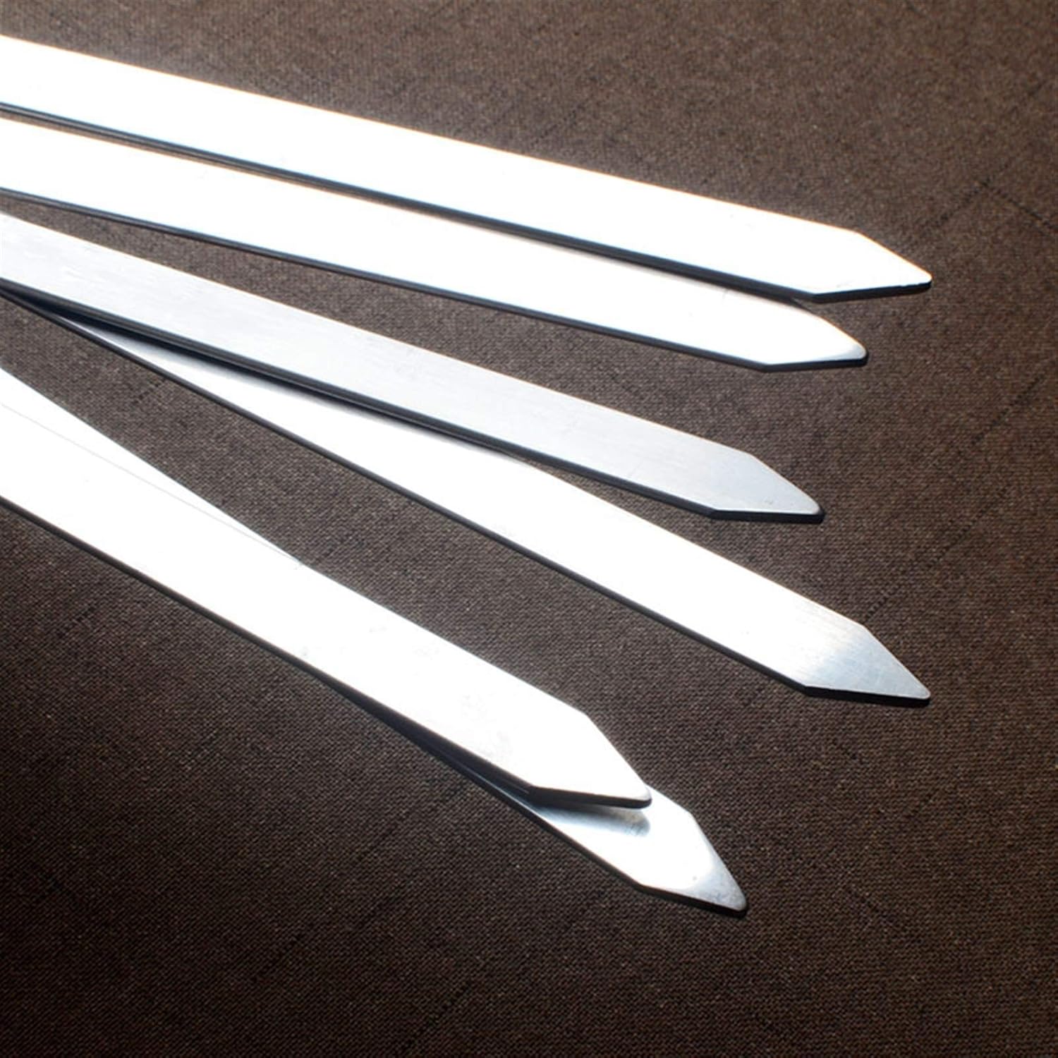 Skewers 55cm 21.5" Stainless Steel BBQ Skewers Shish Kebab Barbecue Grill Stick Wood Handle Fork Needle Long Flat Meat Set Camping Tool (Color : 6pcs)