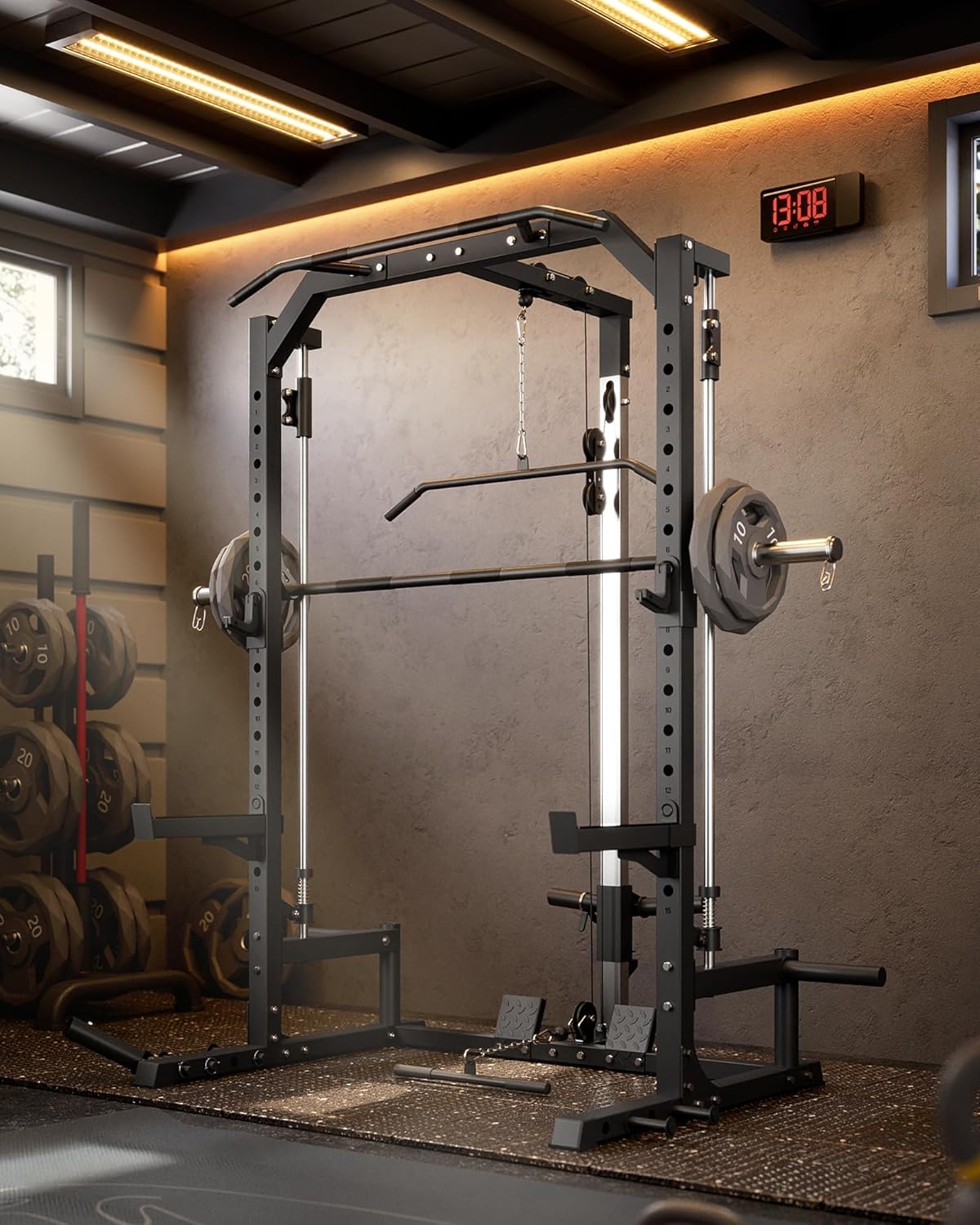 Garveelife Smith Machine Home Gym With Barbell Bar, Cable Sy...