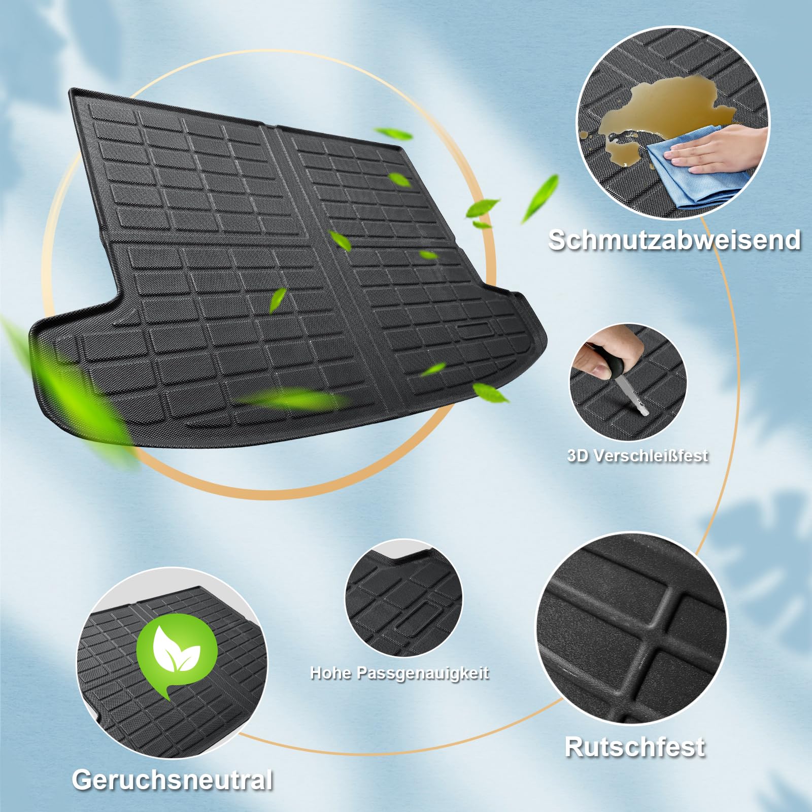 Volledig Bedekte Lederen Kofferbakmat voor Hyundai TUCSON Plug-in Hybrid N Line/NX4 PHEV N Line 2021-2024 2025, Antikras Antislip Kofferbakbescherming Kofferbakdeken Auto,All-black
