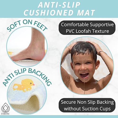 Miniatura 2 de Enkosi Loofah - Tapete de ducha antideslizante para niños, interior o exterior, bañera, puesto de entrada, bañera - Tapetes de baño de seguridad