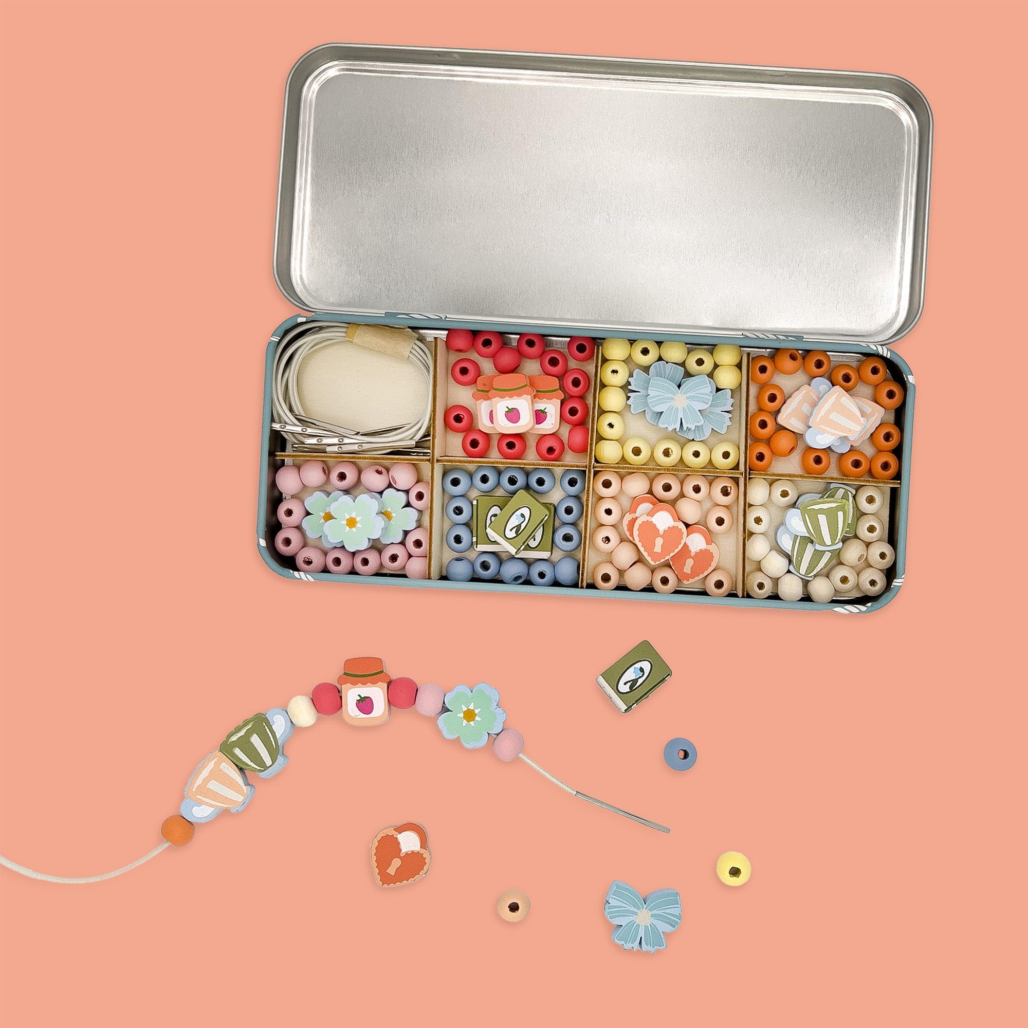 COTTON TWIST Tiny Trinkets Wooden Bracelet Beads Craft Kit for Kids