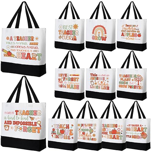 Abbylike 12 Pcs Teacher Tote Bags Gifts Bulk for Women