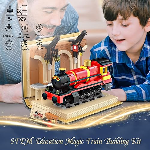 Miniatura 4 de WINNER SPACE Magic Express - Juego de bloques de construcción de tren, juguetes de construcción de estación de tren, juguetes educativos creativos