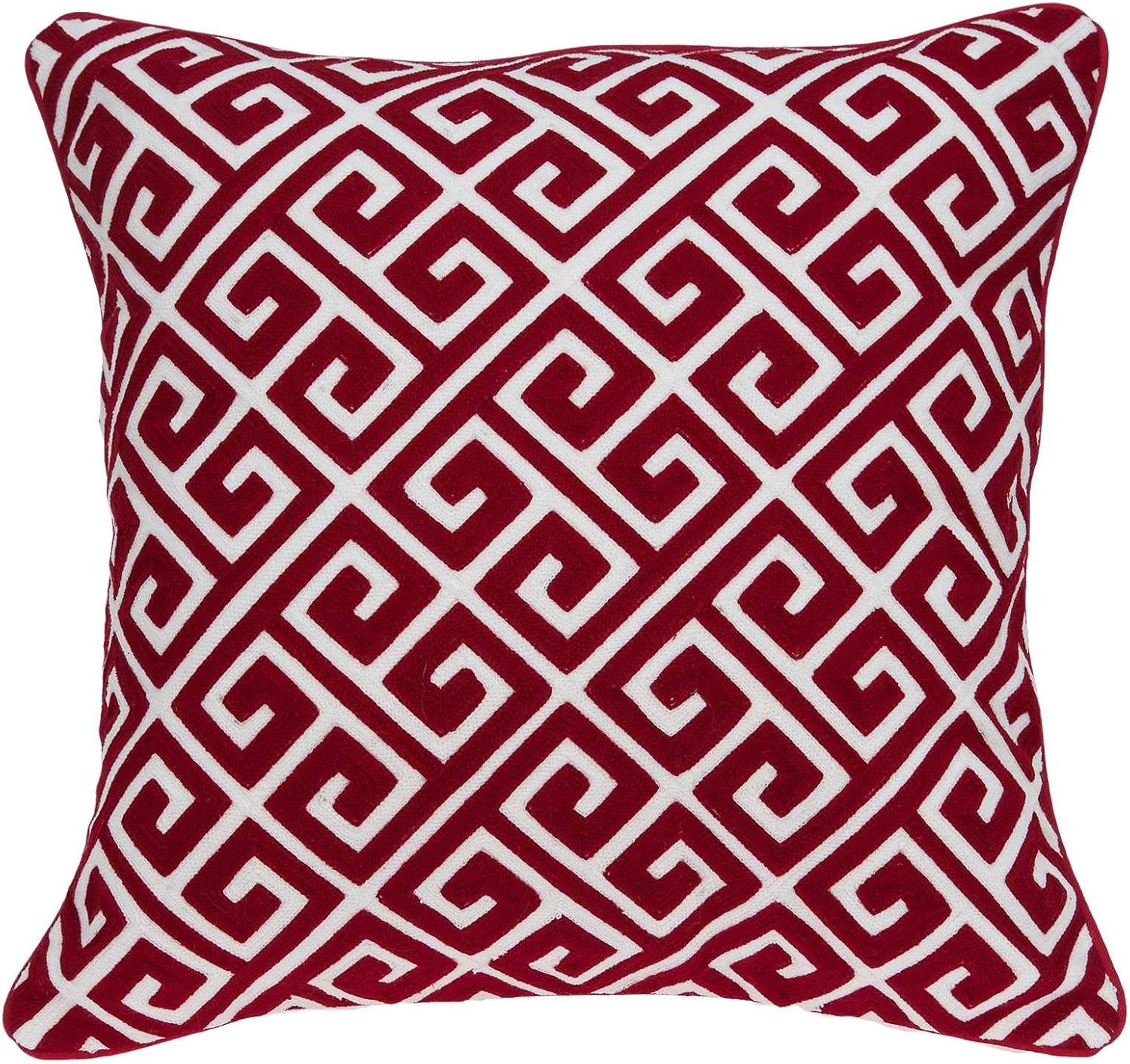 HomeRoots 334132 20 x 7 x 20 in. Transitional Red & White Cotton Pillow Cover with Poly Insert