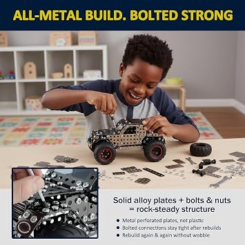 496 Pcs Metal Building Toys for Boys & Girls 8-12 Years Old, Off-Road Vehicle Model Truck Kits, STEM Engineering Construction Set, Monster Car Educational Gift for Kids Ages 8 9 10+