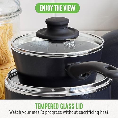 Vista 94 de GreenLife - Juego de batería de cocina antiadherente, de cerámica y agarre suave con utensilios Turquesa