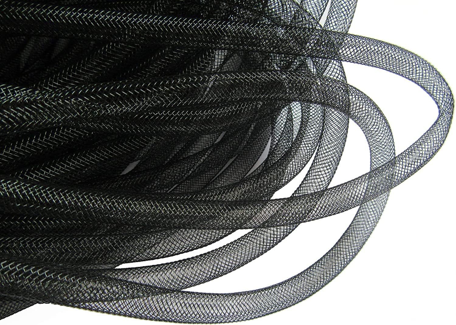YYCRAFT 25 Yards Solid Mesh Tube Deco Flex for Wreaths Cyberlox CRIN Crafts 8mm 3/8 Inch(NO FOIL),Orange