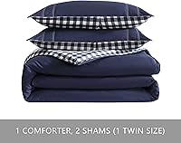 Vista 5 de Eddie Bauer - Juego de edredón Twin, ropa de cama de algodón reversible con funda a juego, prelavado para mayor suavidad (Kingston Navy, Twin)