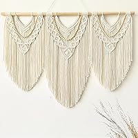 Vista 8 de guzhiou Tapiz grande de macramé para colgar en la pared, tapiz bohemio para decoración de pared, elegante tapiz bohemio hecho a mano, decoración