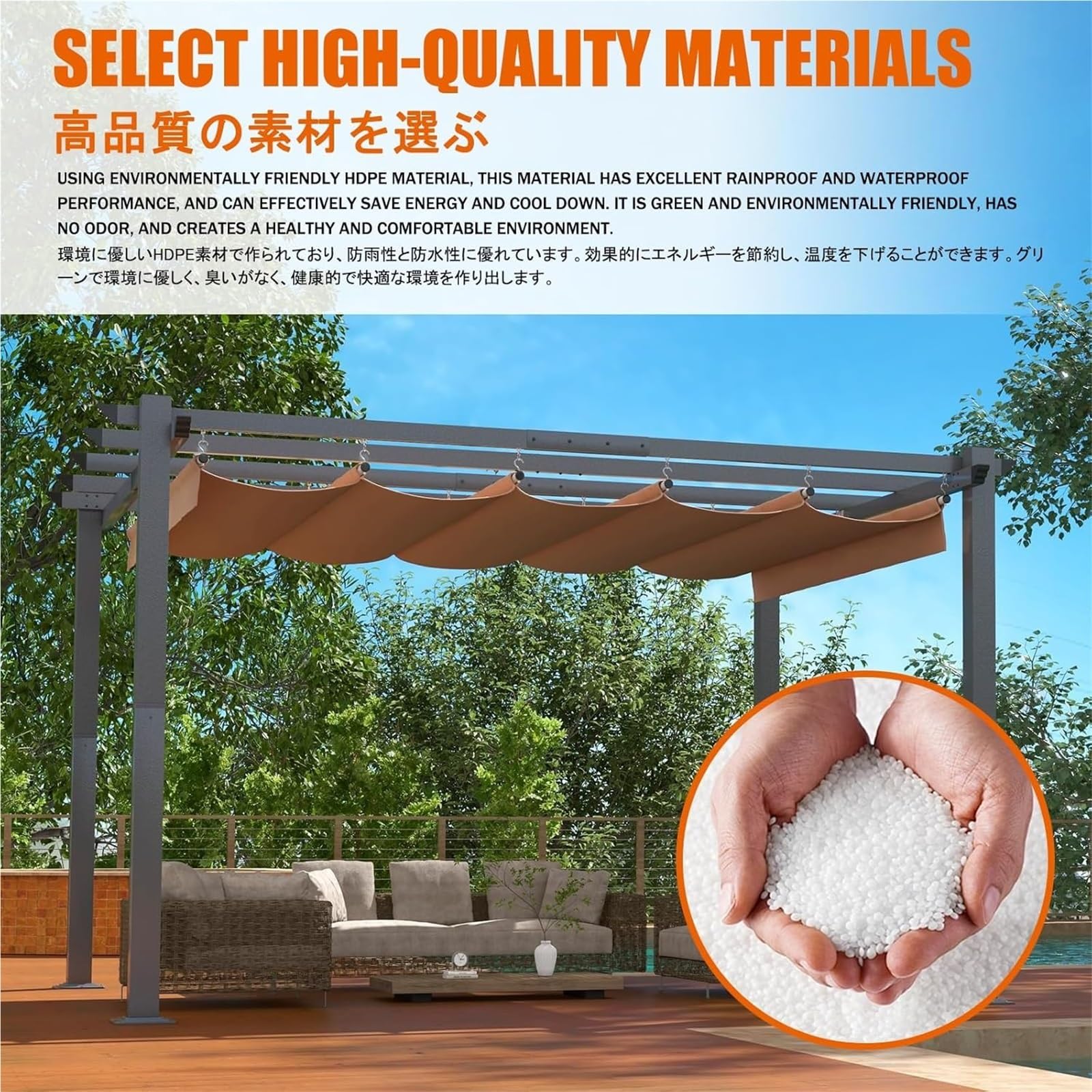auvent Auvent ondulé rétractable imperméable, Couverture d'ombrage en Forme de U, auvent extérieur réglable for la Protection Solaire