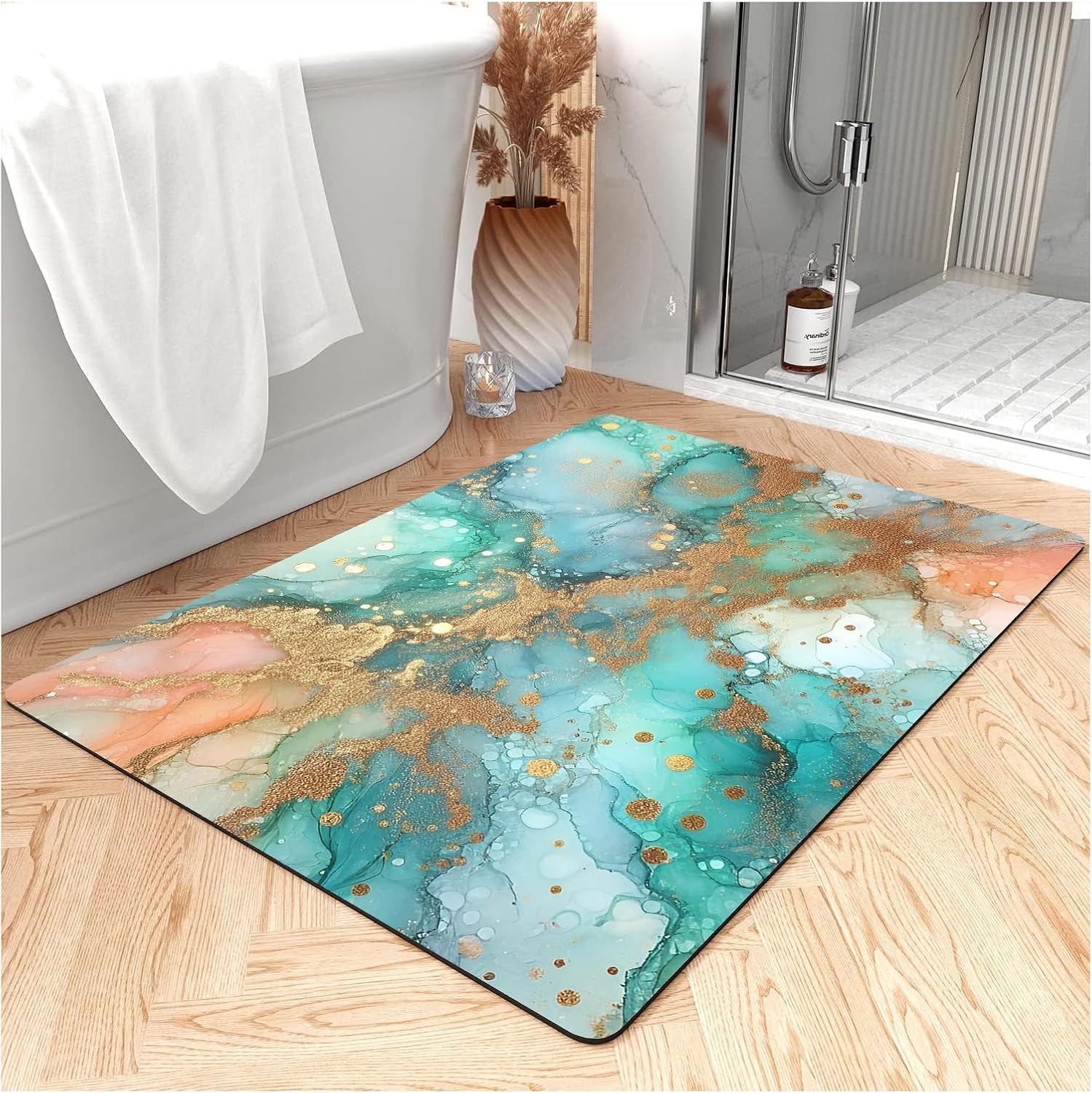 吸水性と速乾性に バスマット - 滑り止めゴム底、お手入れ簡単。バスルーム、リビングルーム、キッチン用フロアマット。(#16,5x7