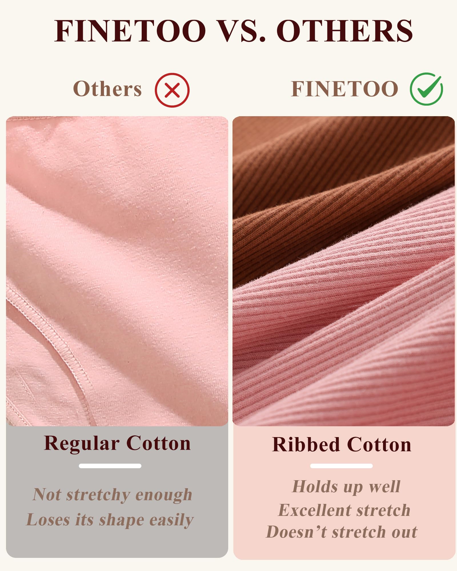 FINETOO Cotton Underwear for Women Sexy Boy Shorts Breathable Cheeky Lace Trim Panties Womens Underwear 6 Pack: Black+white+skin Tone+pink+gray+brick Yellow Small