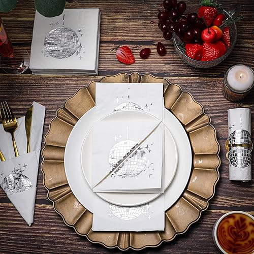 Miniatura 2 de Paquete de 160 servilletas de cóctel para fiesta de discoteca, elegantes, desechables de los años 70, 80, 90, suministros de fiesta, servilletas de