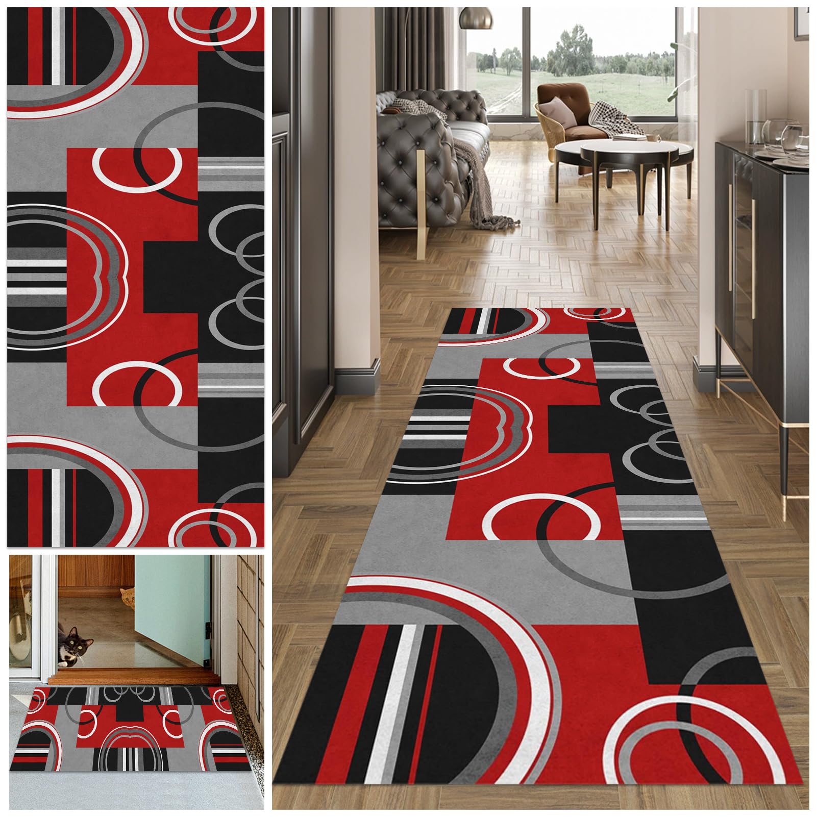 Carpet Runners for Hallways 40 x 140 cm Non Slip Carpet Runner Absorbent Carpet Floor Mat Machine Washable Kitchen Runner Rug Long Hallway Hall Runner Narrow Rugs Area Rug Runner Rug for Hallway