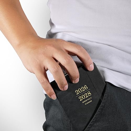 Miniatura 7 de Calendario mensual de bolsillo 2026-2028, planificador de 3 años con cubierta de piel sintética, enero de 2026 a diciembre de 2028, planificador