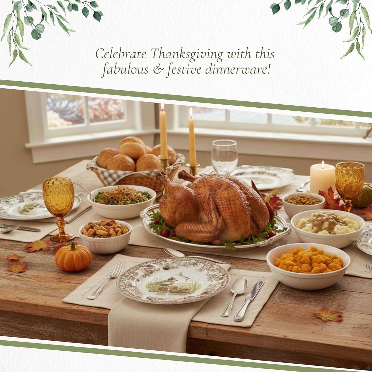 Spode Woodland Blue-Winged Teal Dinner Plate - 10.5 Inch Fine Earthenware - 1831 British Flowers Border, Dishwasher, Microwave, Freezer & Warm Oven Safe - Wildlife Thanksgiving Plate, Made in England