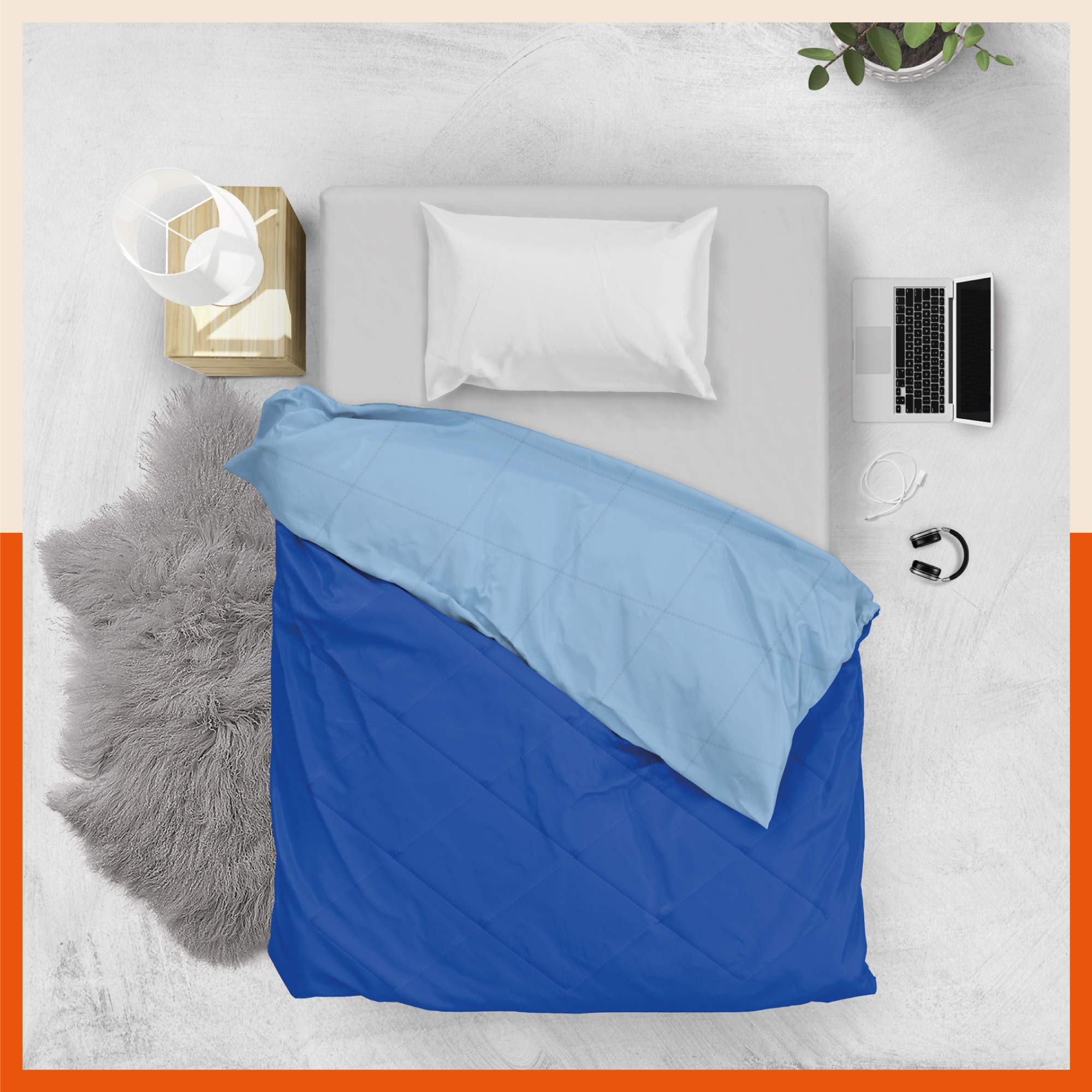 Bathla Siesta ELVA Reversible Microfiber Comforter/Blanket/Quilt/Duvet for Home with Ultra-Soft Fabric Cover & Siliconised Fill | Single – Sky Blue & Blue - 200 GSM-image-12