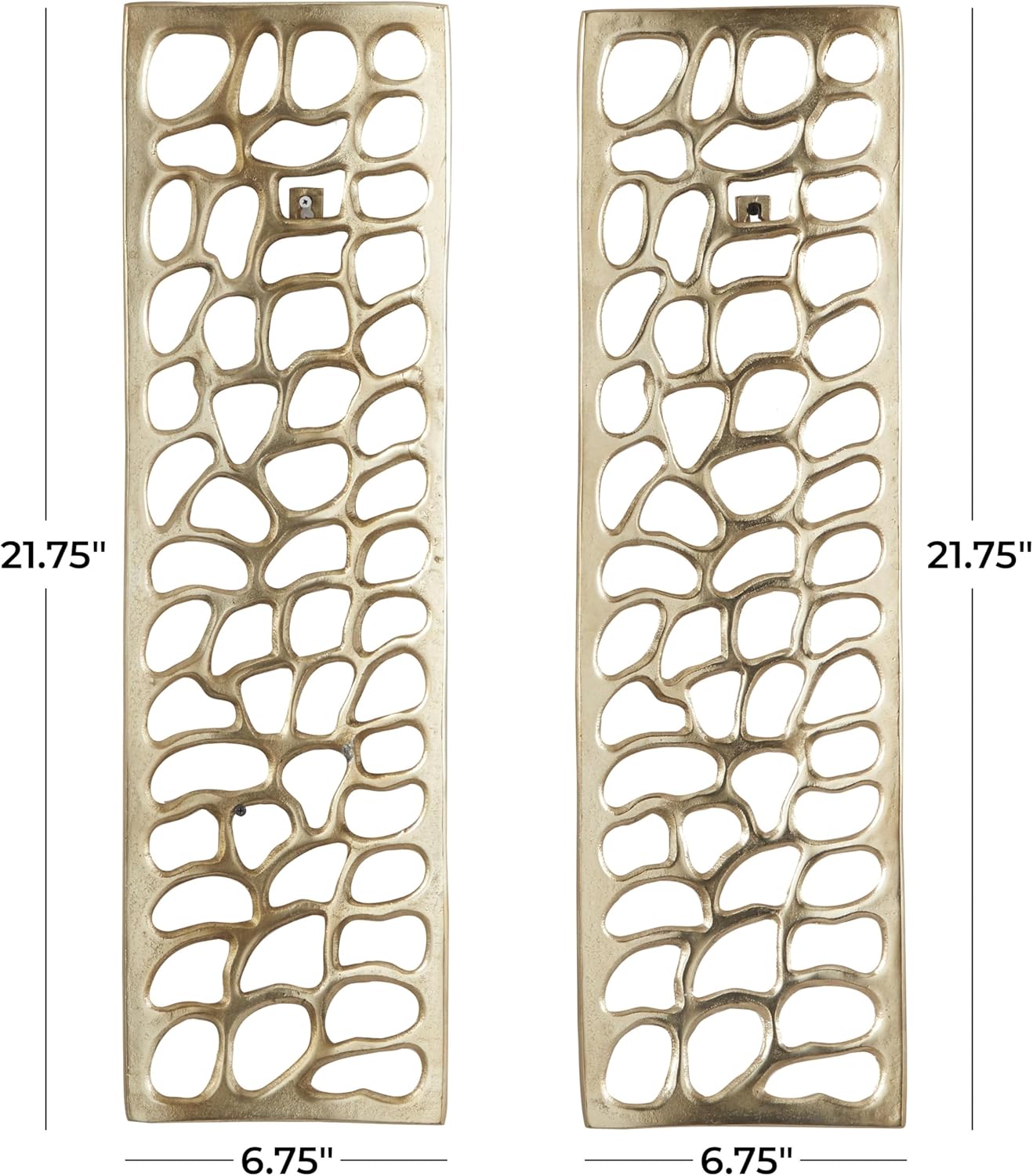 Deco 79 Aluminum Metal Abstract Home Wall Decor Cutouts Wall Sculpture, Set of 2 Wall Art 7"W, 22"H, Gold