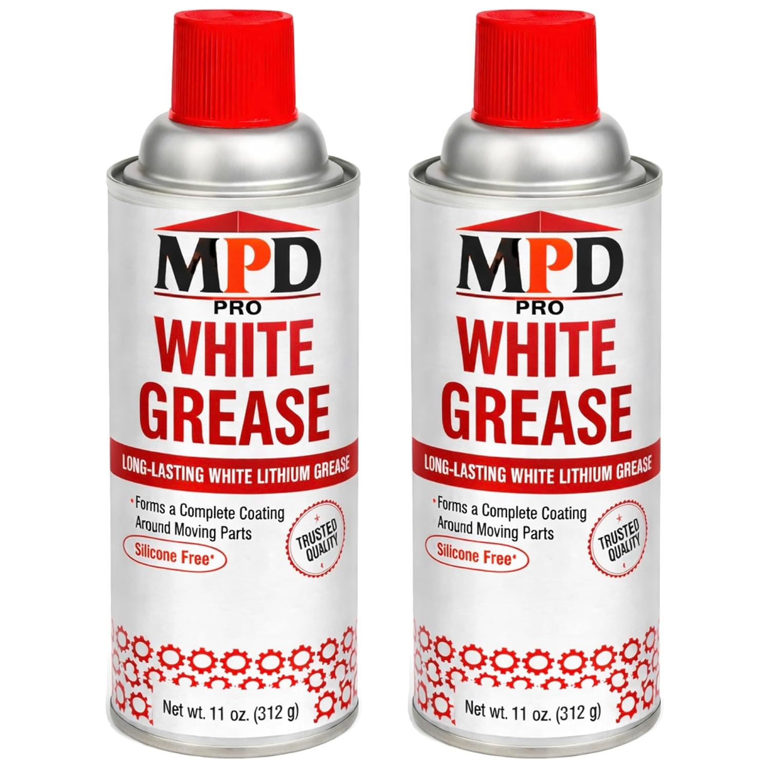 MPD PRO White Lithium Grease Spray, Marine-Grade Drip-Free Lubricant, Non-Staining High-Solid Formula for Garage Doors, Hinges, Chains & Automotive Use – 11 oz (2-Pack)