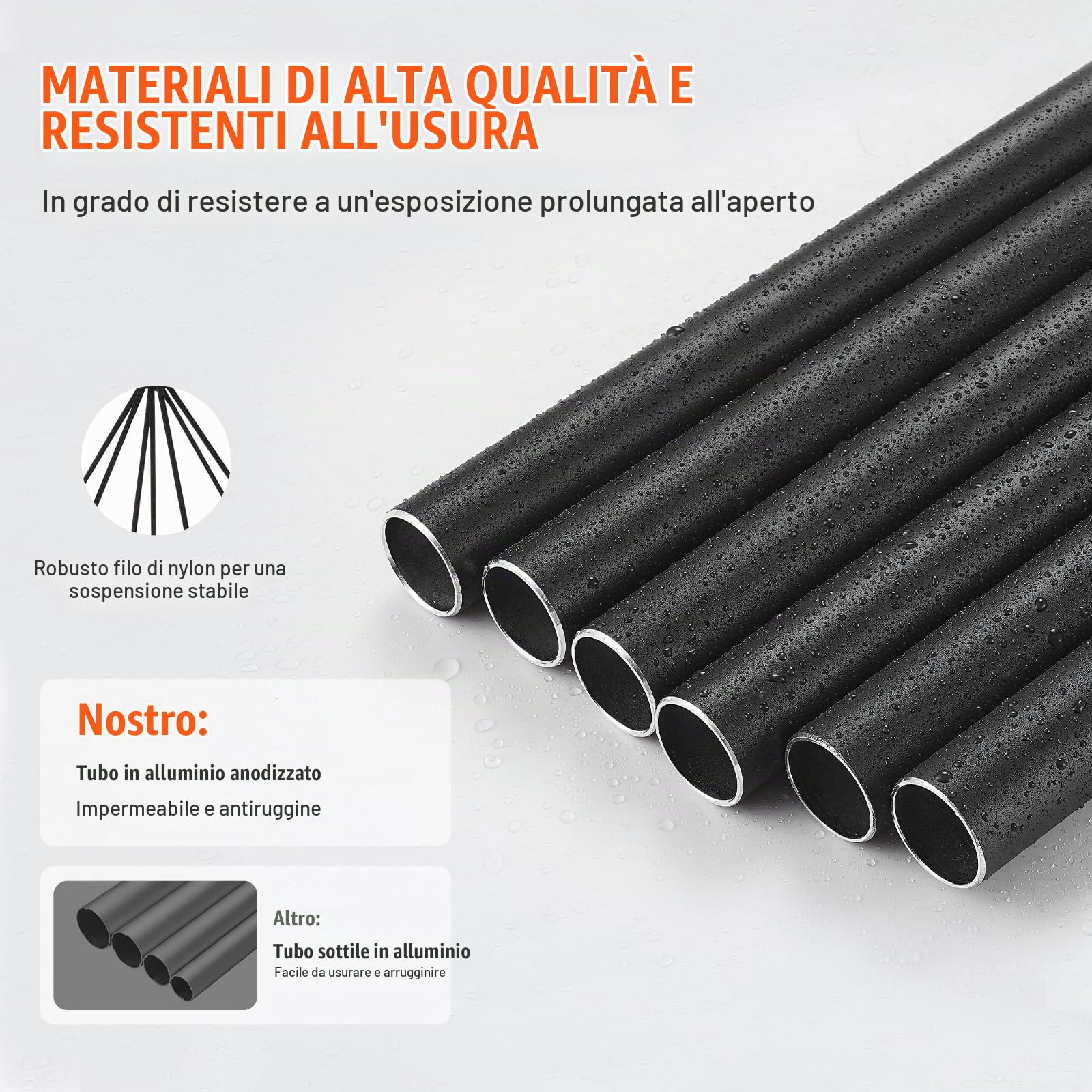 VEVOR Campanelli Eolici per Esterni 1473 mm Campanelli Eolici dai Toni Profondi con 6 Tubi, Decorazioni per Patio, Portico, Giardino e Cortile, Nero
