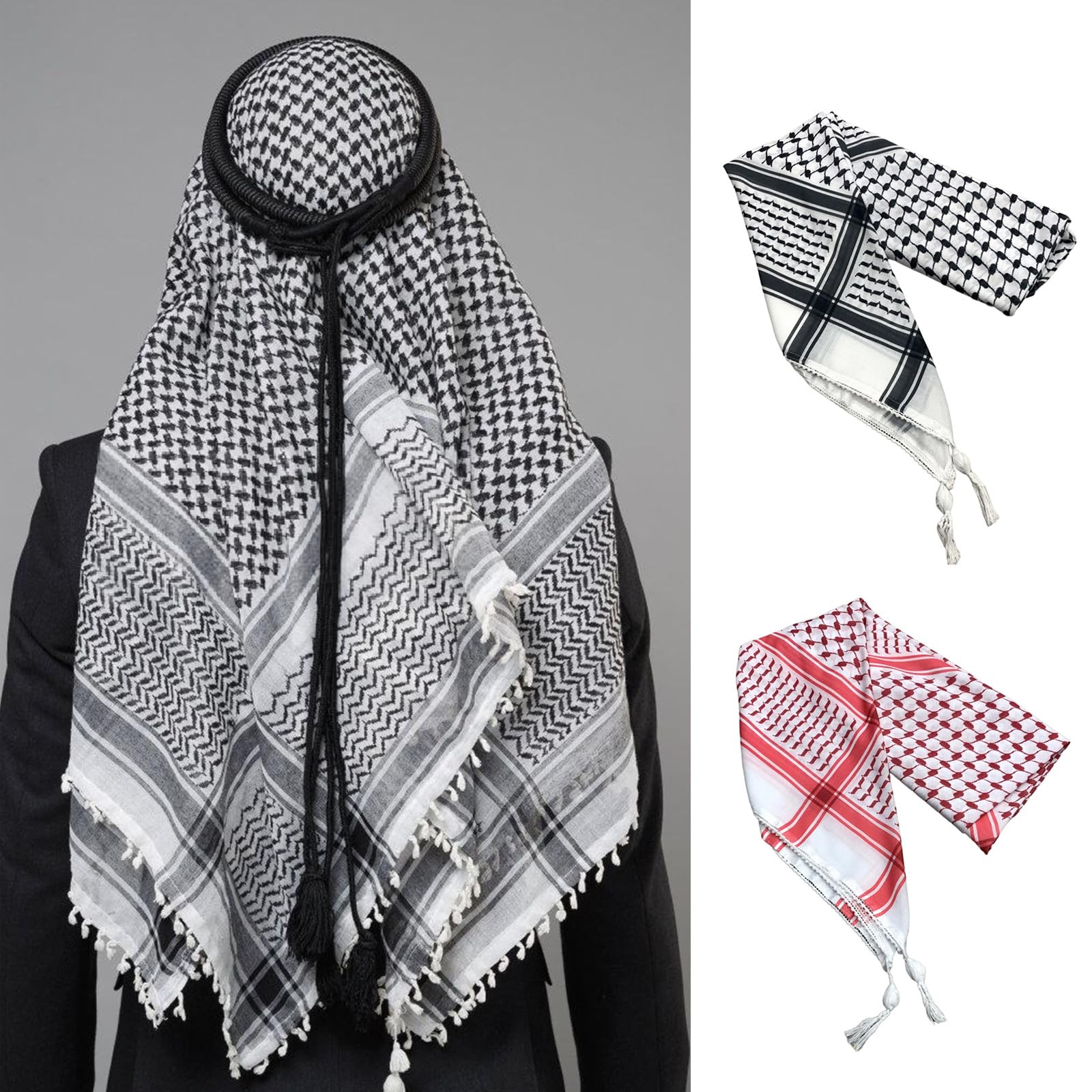 Bufanda grande para hombres y mujeres, multifuncional, unisex, shemagh, versátil para exteriores, uso diario, envoltura Keffiyeh