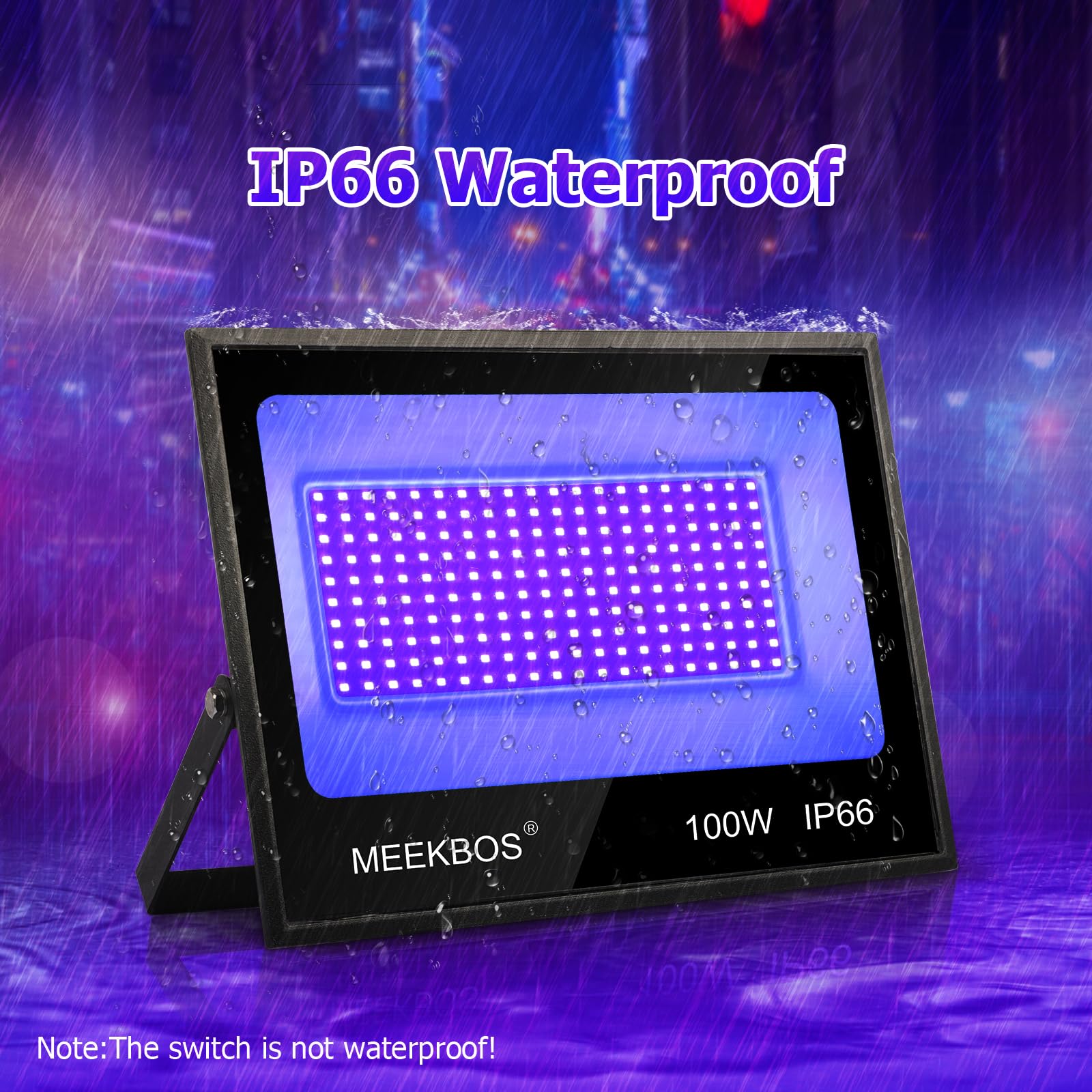 Lumiere Noire LED, 2 Unités 100W Projecteur LED UV Extérieur,385-400nm Black light IP66 Etanche Lumière Noire Ultraviolet pour Soiree Fluo,Glow Party,Neon Fête,Peinture Fluorescente,Halloween