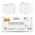 Eco by Naty Unscented Baby Plant based Compostable Wipes, 0% plastic, No nasty chemicals, White, 672 Count
