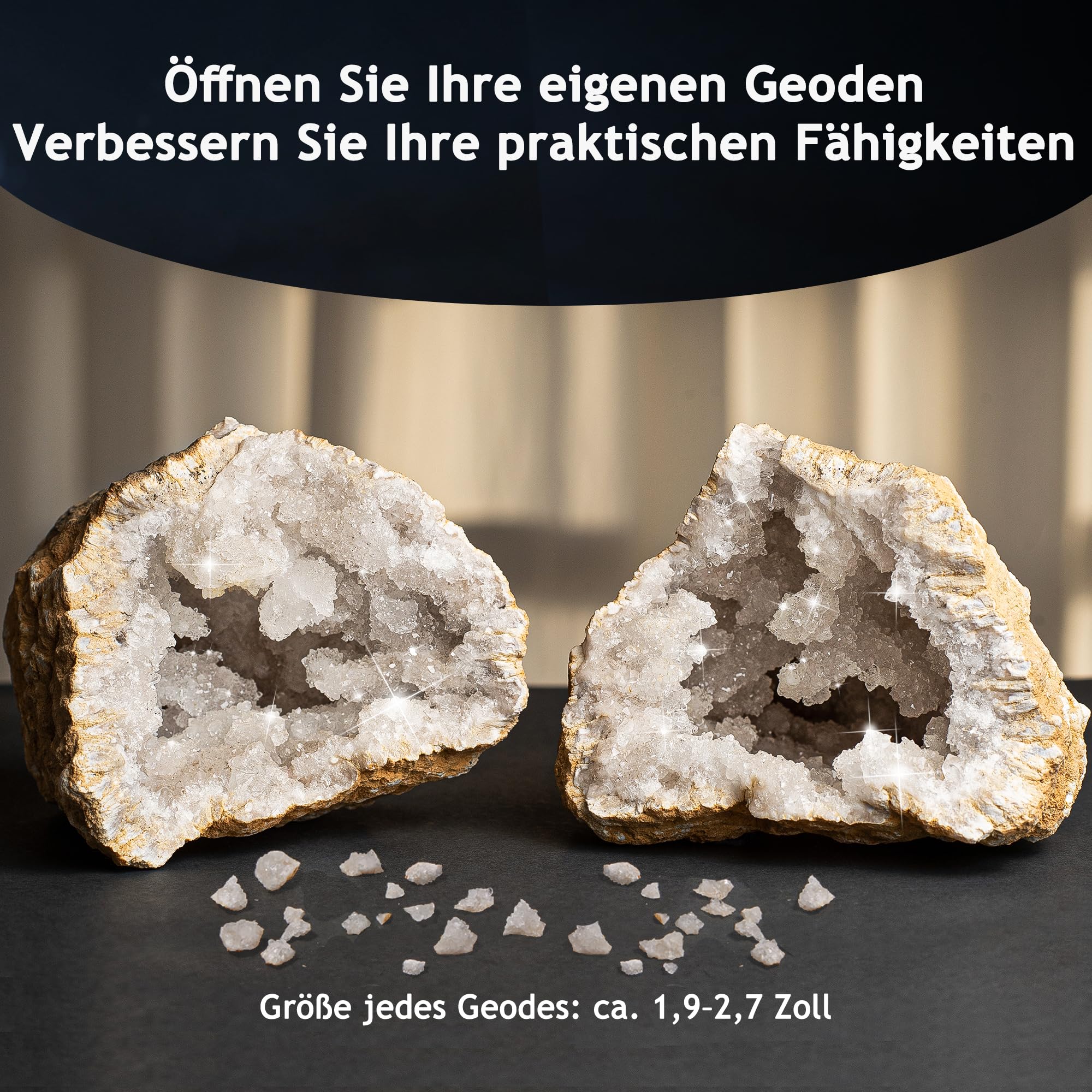 Japace Ausgrabungsset für Kinder, STEM Wissenschaft Spielzeug Edelsteine Ausgraben, Geoden Zum Aufbrechen Set, Kristalle Züchten Kit Geschenke Jungen Mädchen schürfen Hammer