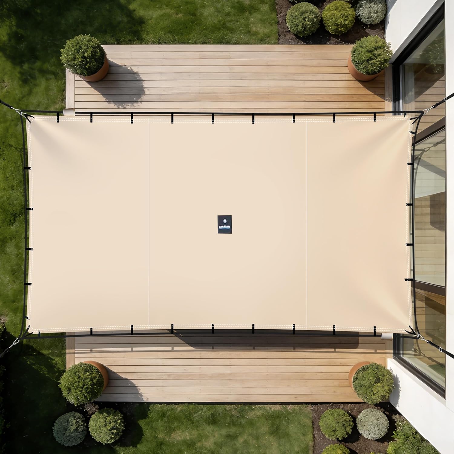 Sun Shade Sail 10'x13' Waterproof Rectangle Double-Rope Shade Sail 500D Heavy Duty UV Block Sunshade Canopy for Backyards, Patios, Gardens, Outdoor Activities and Facility Beige